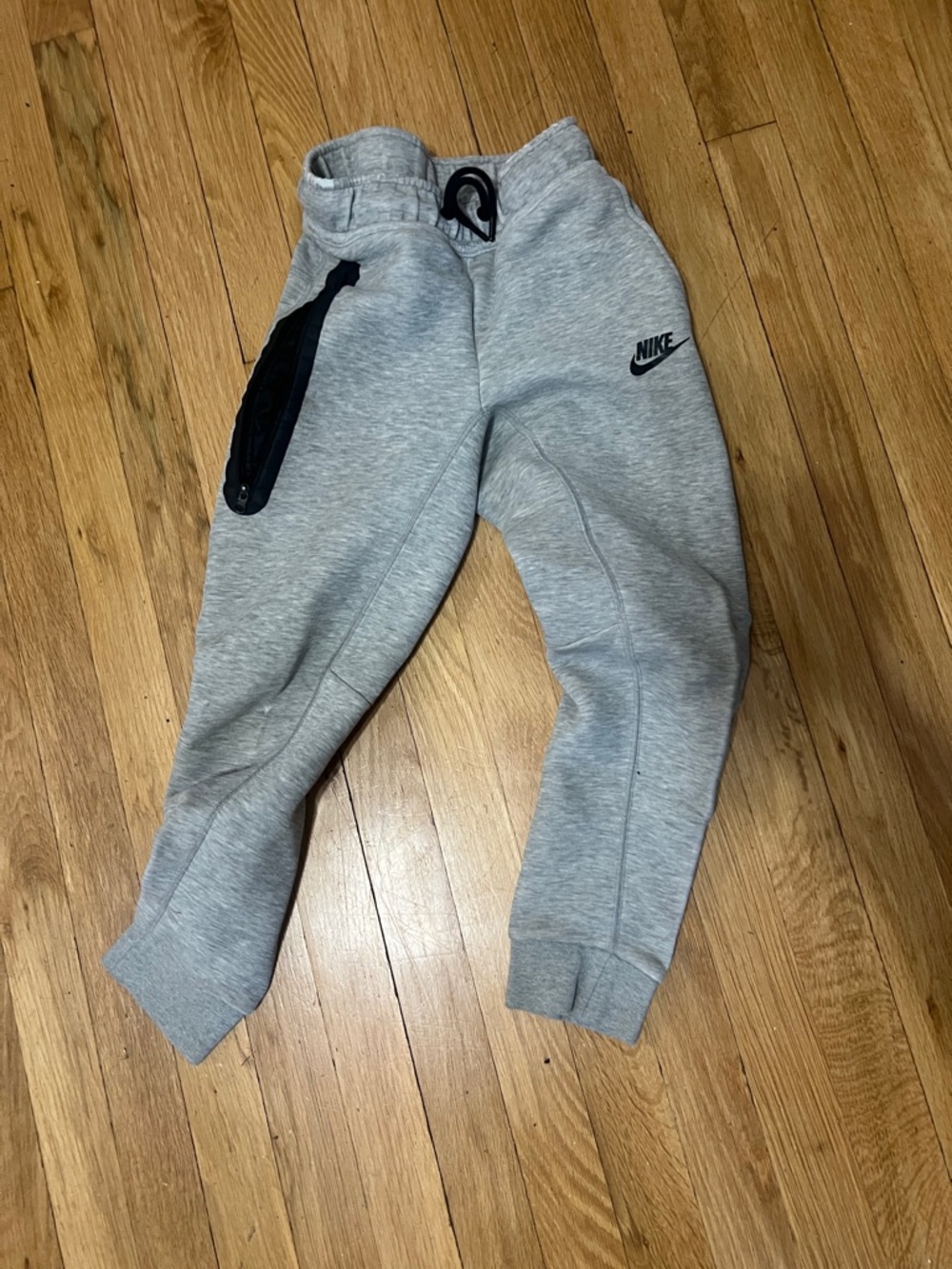 Nike tech  Kids Light Grey Sweat Joggers with Black Zip Pocket